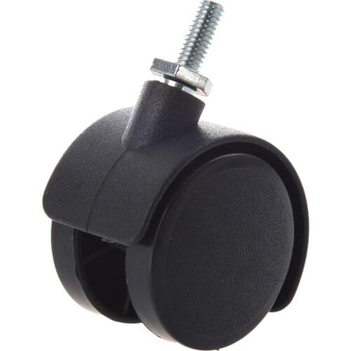 6mm Threaded Stem 40mm Dual Wheel Rotatable Caster Black