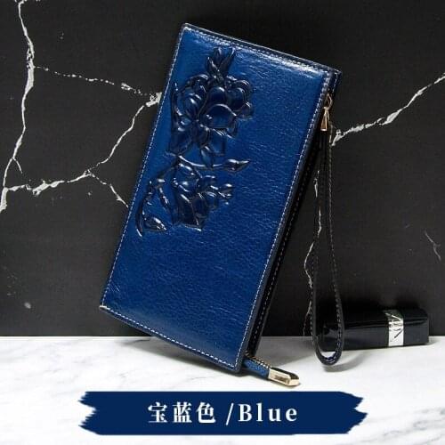 Clutch Bag Oil-proof Wax First Layer Cowhide Embossed Handbag Thin Female Coin Wallet Cow Print Wallet Female Long Cowhide