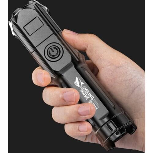 T6 Led Flashlight Super Bright Zoomable USB Rechargeable Tactical Torch for Camping Hiking Fishing ABS strong light focusing