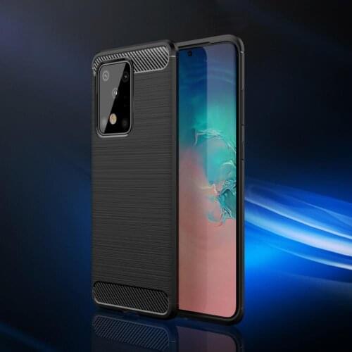 Carbon Fiber Texture Shockproof Phone Cover Wear-resistant Anti-shock Protective Case Shell for Samsungs Galaxy S20 Plus/Ultra