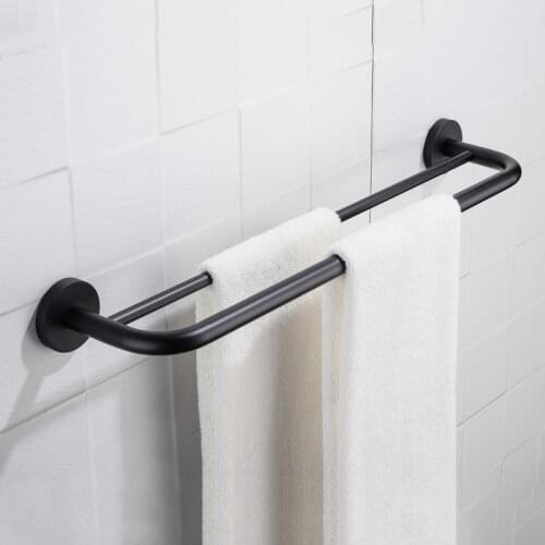 Black Double Rod Bathroom Hardware Stainless Steel Double Rail Towel Rack Towel Hanger Kitchen Bathroom Accessories