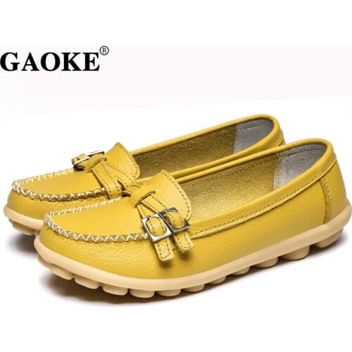 2020 Shoes Women Spring Warm Genuine Leather Flat Shoes Casual Loafers Slip On Womens Flats Shoes Lady
