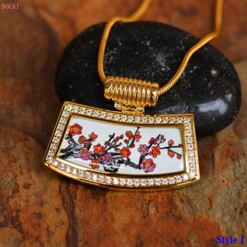 2020 new style fashion womens pendnt female jewelry fan Enamel color Necklace with Plum blossom Pendant for women