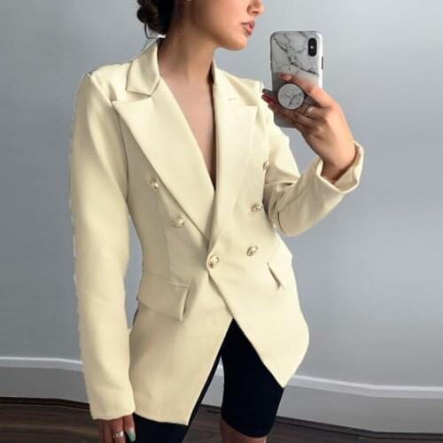 2021 Womens Classic Vintage Design Blazer Single Breasted Solid Blazer Top New Stylish Elegant Turndown Collar Jacket Outerwear