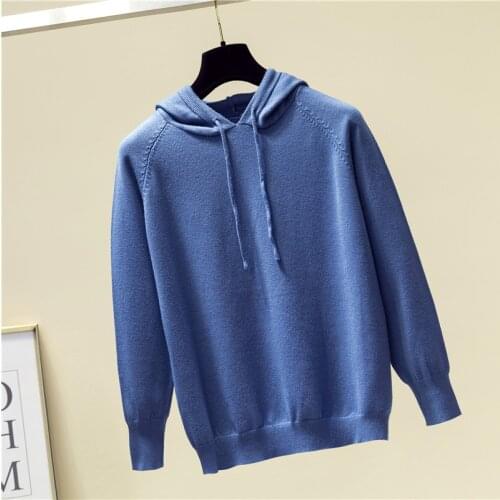 LJSXLS 2021 Autumn Winter Womens Clothing Solid Sweaters Women Pullover Hooded Casual Sweater Loose Long Sleeve Knitted Tops