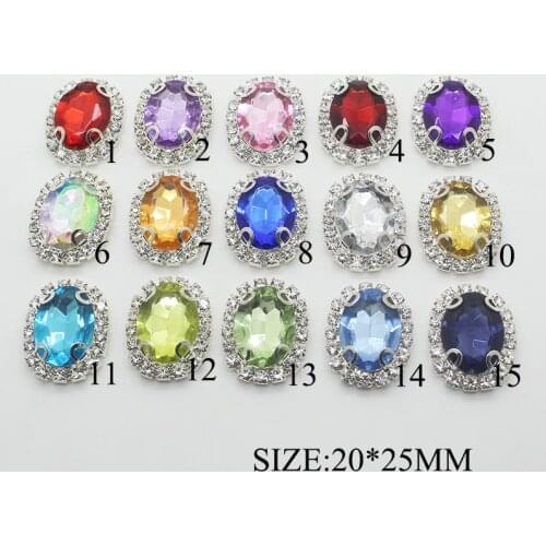 New 10Pcs Large 20*25mm 0val-Shaped Acrylic Buttons 4-hole sewing Rhinestone Metal Button DIY Handwork clothing decoration