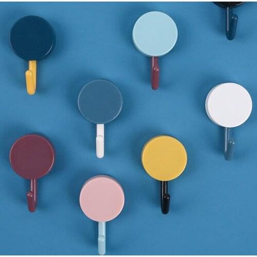 10pcs Wall Mounted Small Hangers Hook Solid Color Free Punching Door Without Trace Nail Clothes Wall Hooks Decorative Kitchen