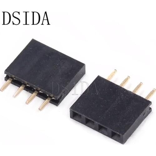 10PCS Female Pin Header Strip 4 Pin Pitch 2.54 mm Single Row Female Pin Header 1x4 1*4 PCB Connector