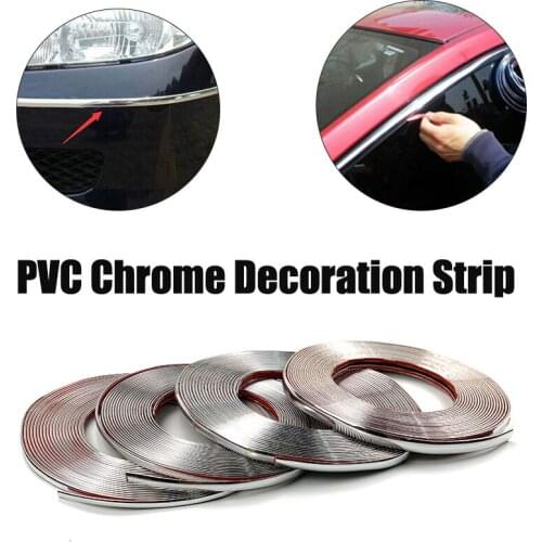 13Meters Car Chrome Styling Decoration Moulding Trim Strip Tape Auto DIY Body Bumper Protect Sticker 8mm 10mm 12mm 15mm