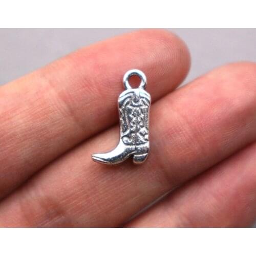 15Pcs Antique Silver Color Metal Alloy Vintage Boots Shoes Charms For Jewelry making 19*11mm