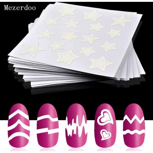 24 Sheets Nail Sticker French Nail Art Hollow Smile Love Heart Stencil Guide for DIY 3D Strip Wave Line Nail Art Decals Manicure