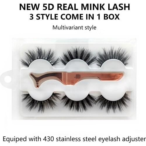 3 Pairs Mixed Set Hyperbole Crisscross 25MM Long Section Real 5D Mink False Eyelashes Thick Eyelash Lashes Extension Supplies