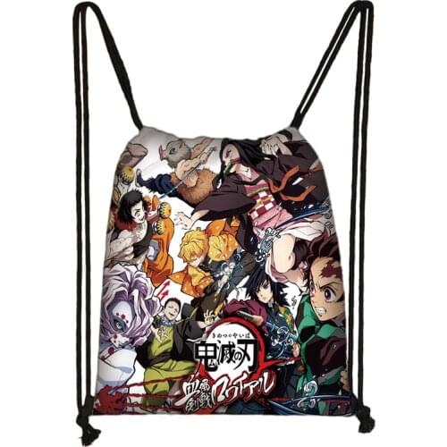 38*32CM Anime Demon Slayer Kimetsu no Yaiba Kamado Nezuko Agatsuma Hashibira travel Bundle pocket bag handbag Shopping bag Gift