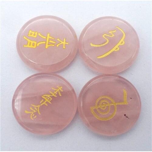 4Pcs/set 25x6mm Wholesale Natural Rose Quartz Seven Chakras Reiki Healing CAB DIY Jewelry Accessories S191