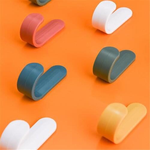Towel Hook Plastic Door Hanger Key Hook Hat Rack Self-adhesive Hook Wall Hanging Storage Home Decoration 4 Pcs