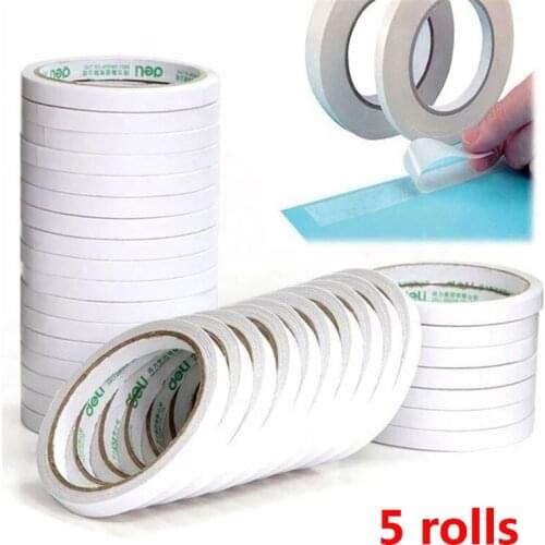5 Rolls Double Sided Adhesive Tape White Super Strong Double Faced Adhesive Tapes for Home DIY Craft Office School Supplies