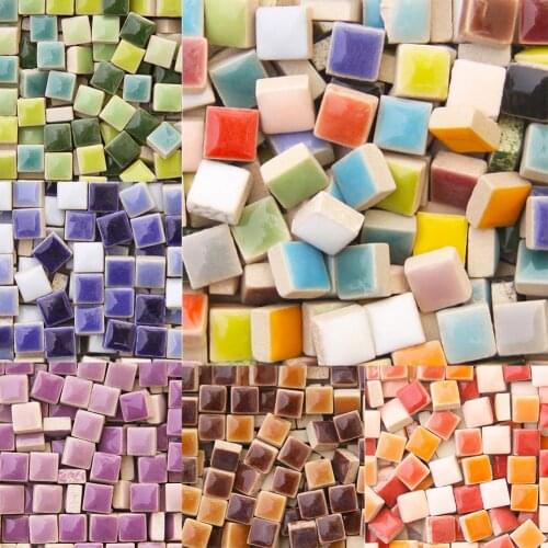 500Pcs 1x1cm Mix-Color Mosaic Tiles Ceramic Square Glass Tiles for DIY Crafts Art Supplies Mosaic Tiles Handmade Mosaic Tiles
