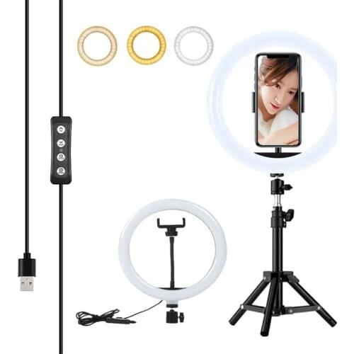 55cm Desktop Photo Video Photography Studio Tripods 26cm 10 Inch Live Streaming Fill Light LED Selfie Lamp Makeup Ring Lighting