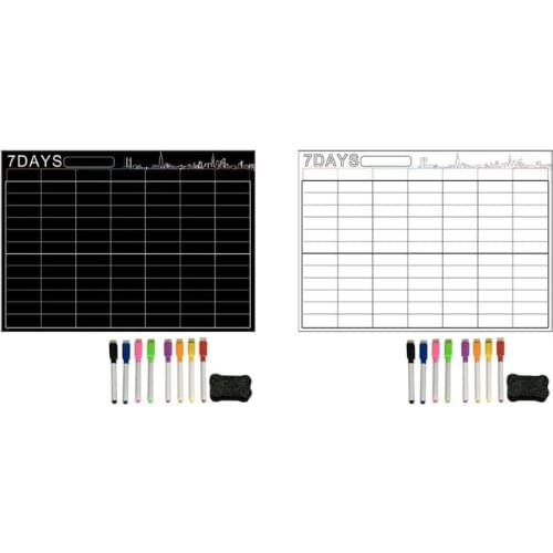7 Days Large Magnetic White Board Weekly Planner For Kitchen Refrigerator With 8pc Pens 1pc Back Magnetic Wiper