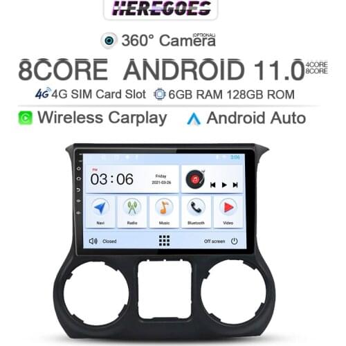 9 inch Car Play DSP Android 10 Car DVD Player For For Jeep Wrangler 3 JK 2010 - 2018 2Din GPS Bluetooth Multimedia Video Radio