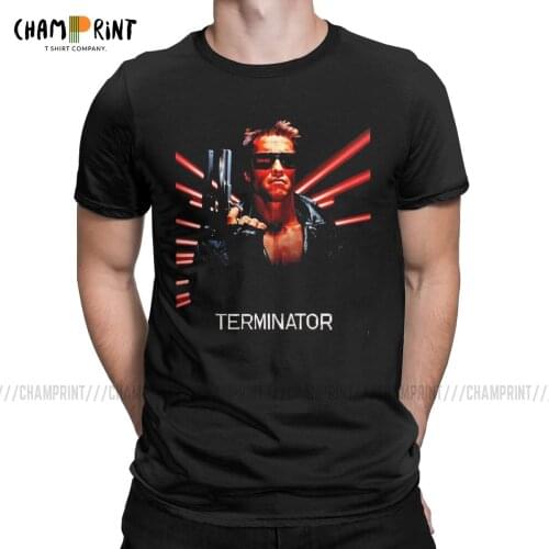 Arnold Schwarzenegger T-Shirts Men The Terminator Si-fi Movie Hipster Cotton Tee Shirt Short Sleeve T Shirt Big Size Clothing