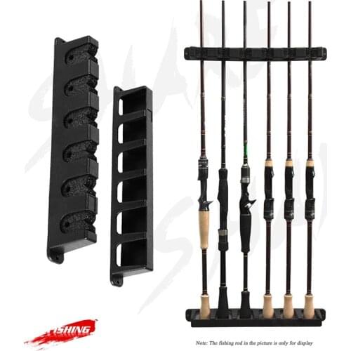 AS Fishing Vertical 6-Rod Rack Fishing Pole Holder Wall Mount Modular Fishing Pole Bracket Display Stand Organizer Support