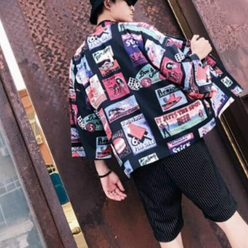 Blouse Kimonos 2019 New Men Cartoon Women Shirts SunscreenKimono Japanese Print Cardigan Fashion Casual Summer Beach 236-131