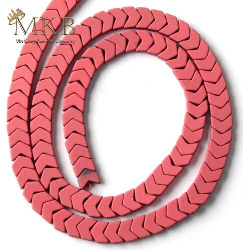 6*3mm Hematite Stone Rose Red Natural Stone Matte Rubber Arrows Beads For Jewelry Making Space Loose Beads Diy Bracelet 15"