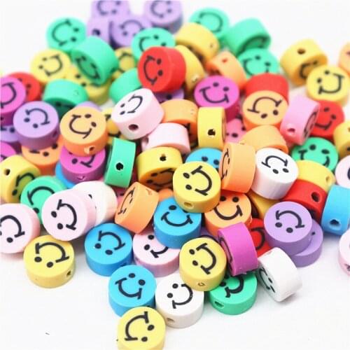 10mm Smiley Beads Mixed Color Smile Face Polymer Clay Beads Polymer Clay Spacer Beads for Jewelry Making DIY Handmade Accessory