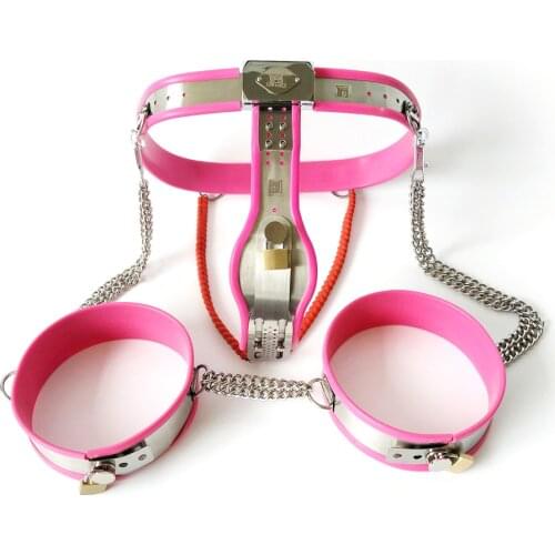 Black emperor SM women with stainless steel chastity lock anti-wolf derailment bound thigh set, comfortable adult toys