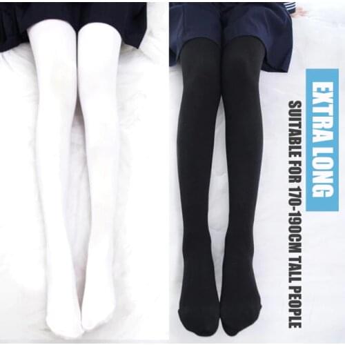 For 170-190cm People Extra Long Womens Tights Pantyhose Velvet 100D Color Black & White Spring Autumn