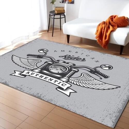 Home Carpet Motorcycle Wings Letter Bulb Grey Carpets for Living Room Anti-slip Carpet for Bedroom and Kitchen