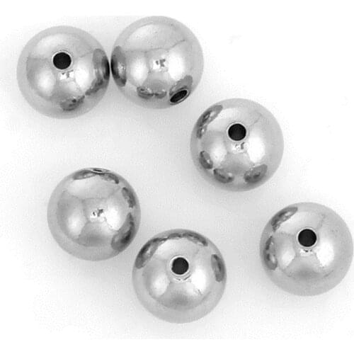 DoreenBeads 304 Stainless Steel Spacer Beads Round Silver Color DIY Making Earrings Necklace Jewelry About 10mm( 3/8") Dia, 5PCs