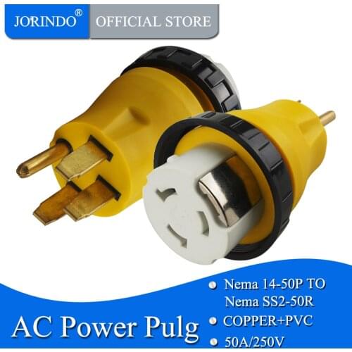 JORINDO [14-50P to SS2-50R] Plugrand RV Adapter 50 Amp 14-50P Male to 50 Amp Power Shore Nema SS2-50R Female Adapter