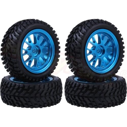 4pcs 75x28mm Tires & Aluminum Wheels 7mm Hubs for WLtoys A959 A949 A969 A979 A959B A969B A979B 1/18 RC Car Spare Parts