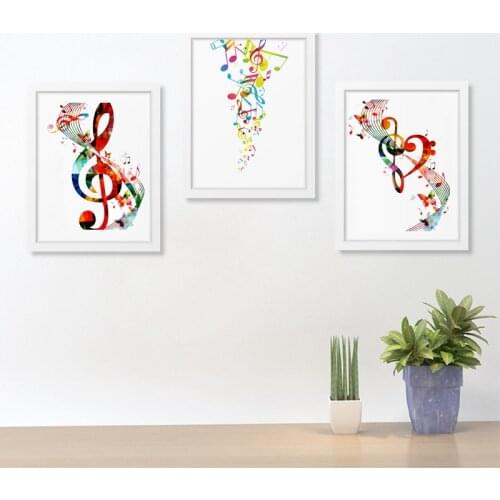 Colorful Music Notes Canvas Wall Art Prints Abstract Music Notes Poster Painting Pictures Musical Teacher Gift Home Decor