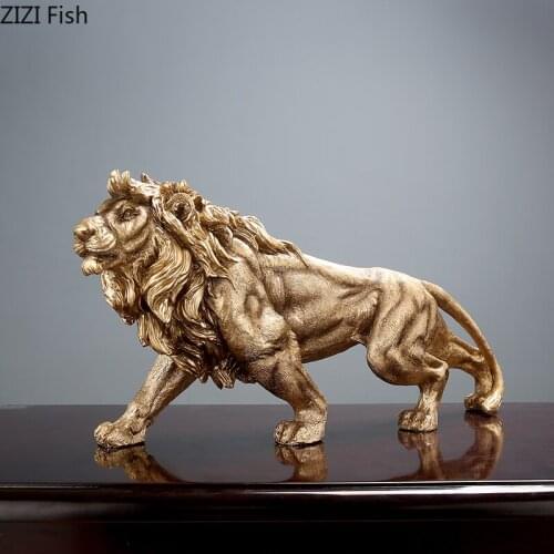 Creative Resin Simulation Lion Resin Model Office Desktop Decoration Abstract Animal Statue Figurines Room Countertop Decoration