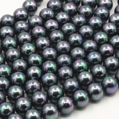 Round 8mm 10mm Natural Shell Pearl Colourful Black Loose Beads for Jewelry Making DIY Necklace Bracelet Finding Crafts 15" A493