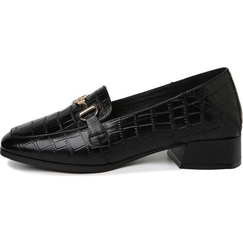 Square Toe Square Heel/Thick Heel Single Shoes With Foot Solid Color WomenS Shoes Waterproof Platform WomenS Shoes