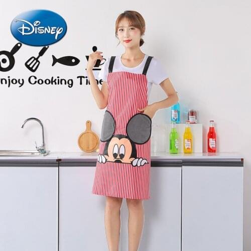 Disney Cute Cartoon Mickey Wipes Hands Kitchen Apron Household Adult Waterproof and Oilproof Women Workwear