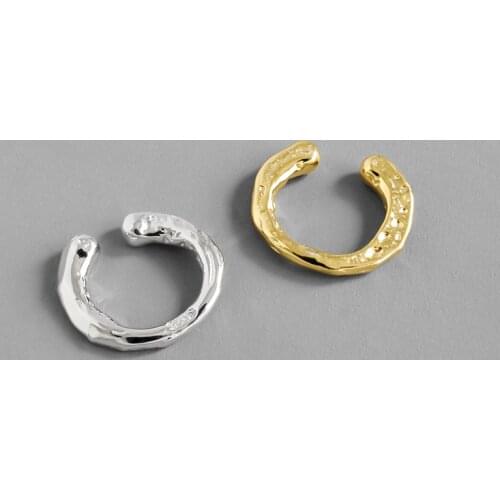 100% 925 sterling silver irregular surface clip on earring for women earcuff, silver 925 clip earrings without piercing jewelry