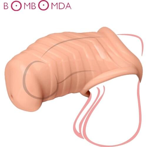 Male Chastity Cock Cages Sex Toys Super Soft Realistic Big Male Penis Extender Dildo Enlargement Delay Time Cock Ring Adult Toys