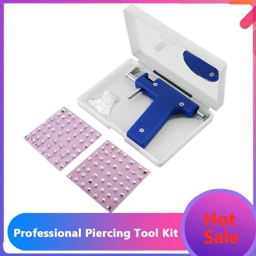 Stainless Steel Body Piercing Tool Kit Professional Ear Nose Navel Piercing Machine with Ears Studs Tools