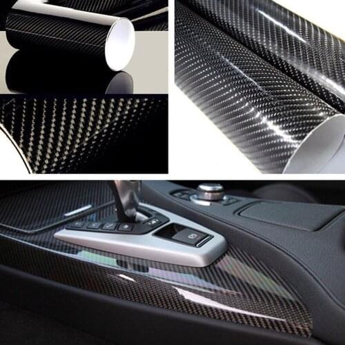 Desks Car Sticker Glossy Black 30*152cm Carbon Fiber Decal Ultra Gloss