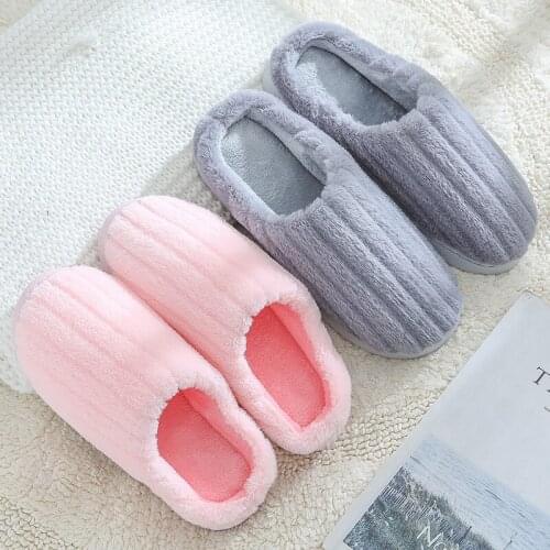 2021 New Cotton Slippers Women Winter Home Household Non-Slip Thick Bottom Warm Fur Plus Velvet Cute Indoor Slipper Shose