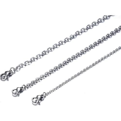 Large wholesale 500pcs/ Lot Stainless Steel Strong Rolo Oval Chain Necklace Thin 2mm 16''-28 inch Factory Price