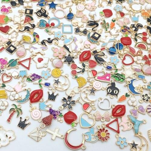 Random Mix Charms Pendant Metal Enamel Charms Accessories for DIY Bracelet Necklace Jewelry Making Findings Components 20-100Pcs