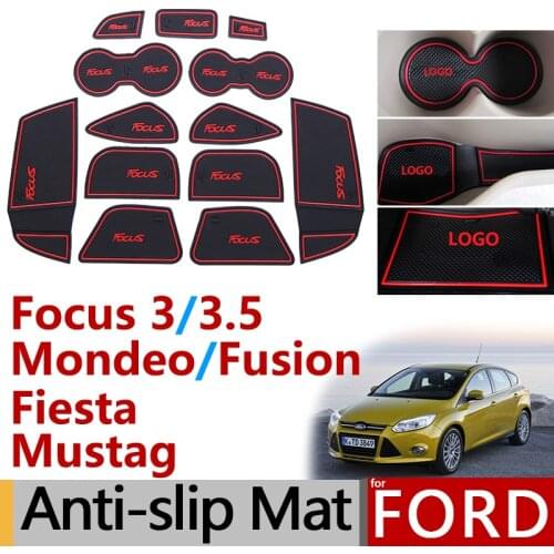 Anti-Slip Rubber Gate Slot Cup Mat for Ford Focus 3 3.5 Mondeo Fusion Mustag Fiesta 2013 2014 2015 2016 2017 2018 Accessories