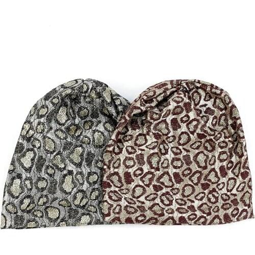 Adult Pullover Big Leopard Pattern Beanies&Skullies Cap Lady Fashion Slouch Beanie Hat For Female Soft Warm Thick Skullies Cap