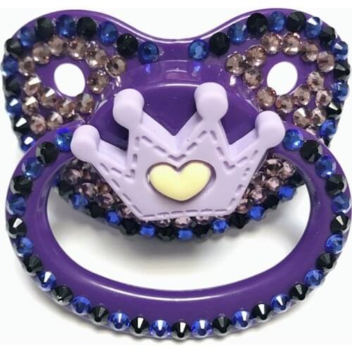 MIYOCAR beautiful handmade bling purple adult pacifier Adult Sized Cute Gem Pacifier Dummy ABDL Silicone Nipple crown pacifier